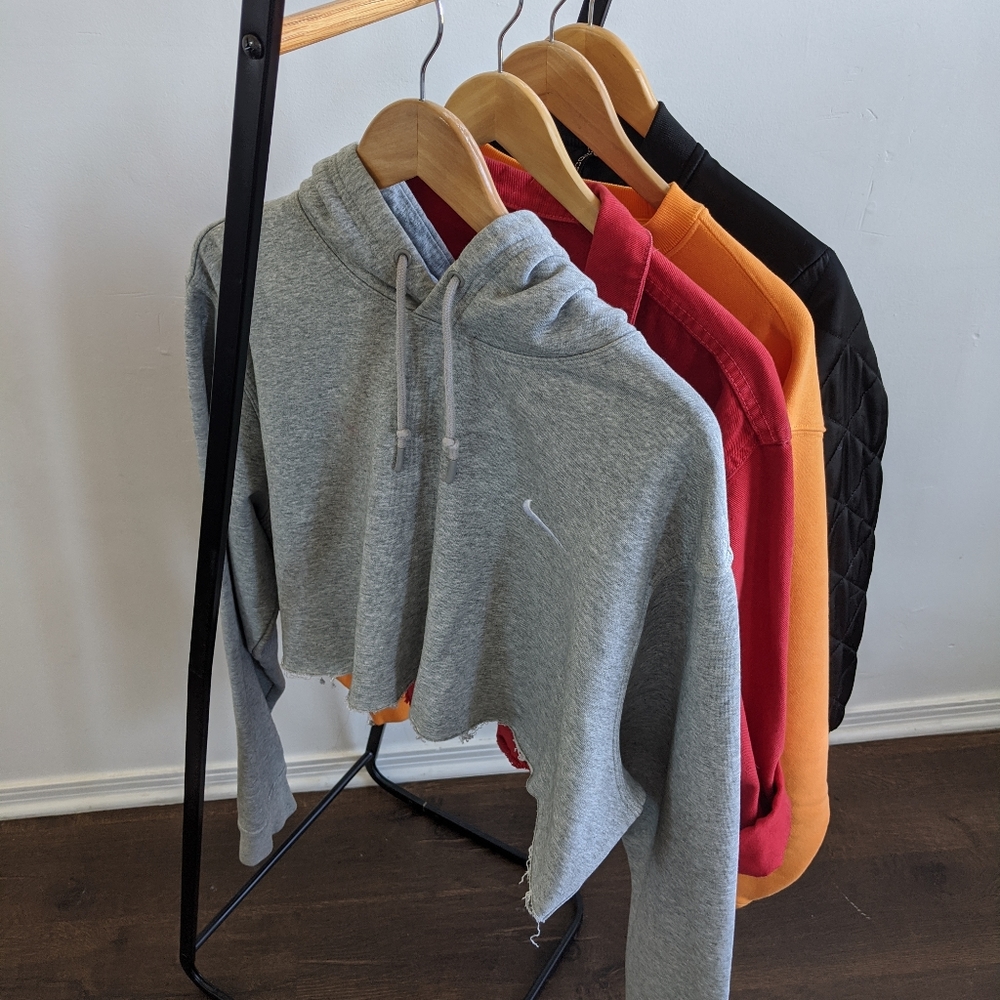 Nike grey crop hoodie OS